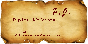 Pupics Jácinta névjegykártya